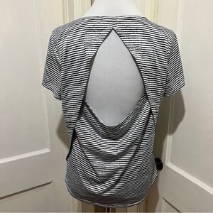 Champion Striped Open-Back Tee in Black and White